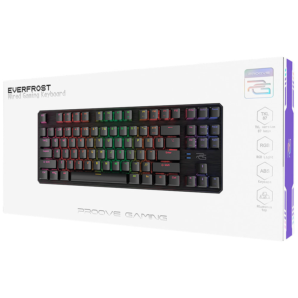 Pelinäppäimistö Wired USB Proove Everfrost, RGB, 1.8m, Musta CKEVEN00000401