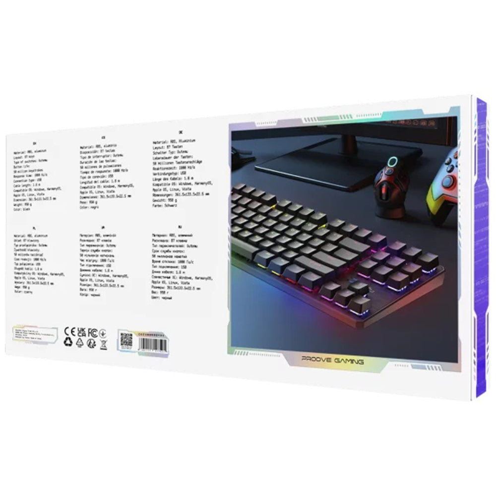 Pelinäppäimistö Wired USB Proove Everfrost, RGB, 1.8m, Musta CKEVEN00000401