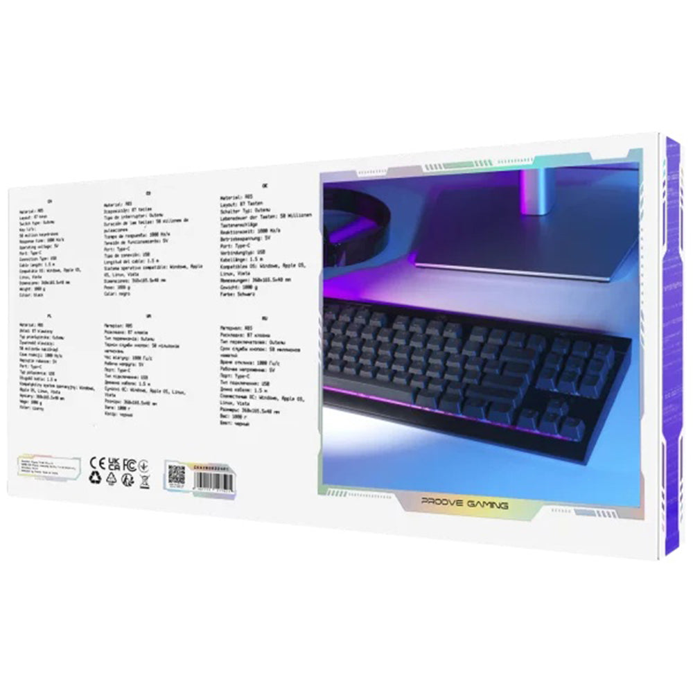 Gaming-näppäimistö Wired USB Proove Sideswap, RGB, 1.5m, Musta CKSIEN00022401