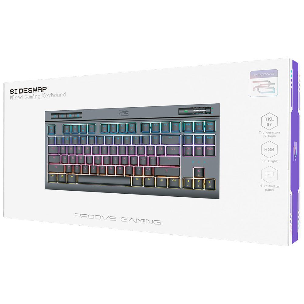 Gaming-näppäimistö Wired USB Proove Sideswap, RGB, 1.5m, Musta CKSIEN00022401