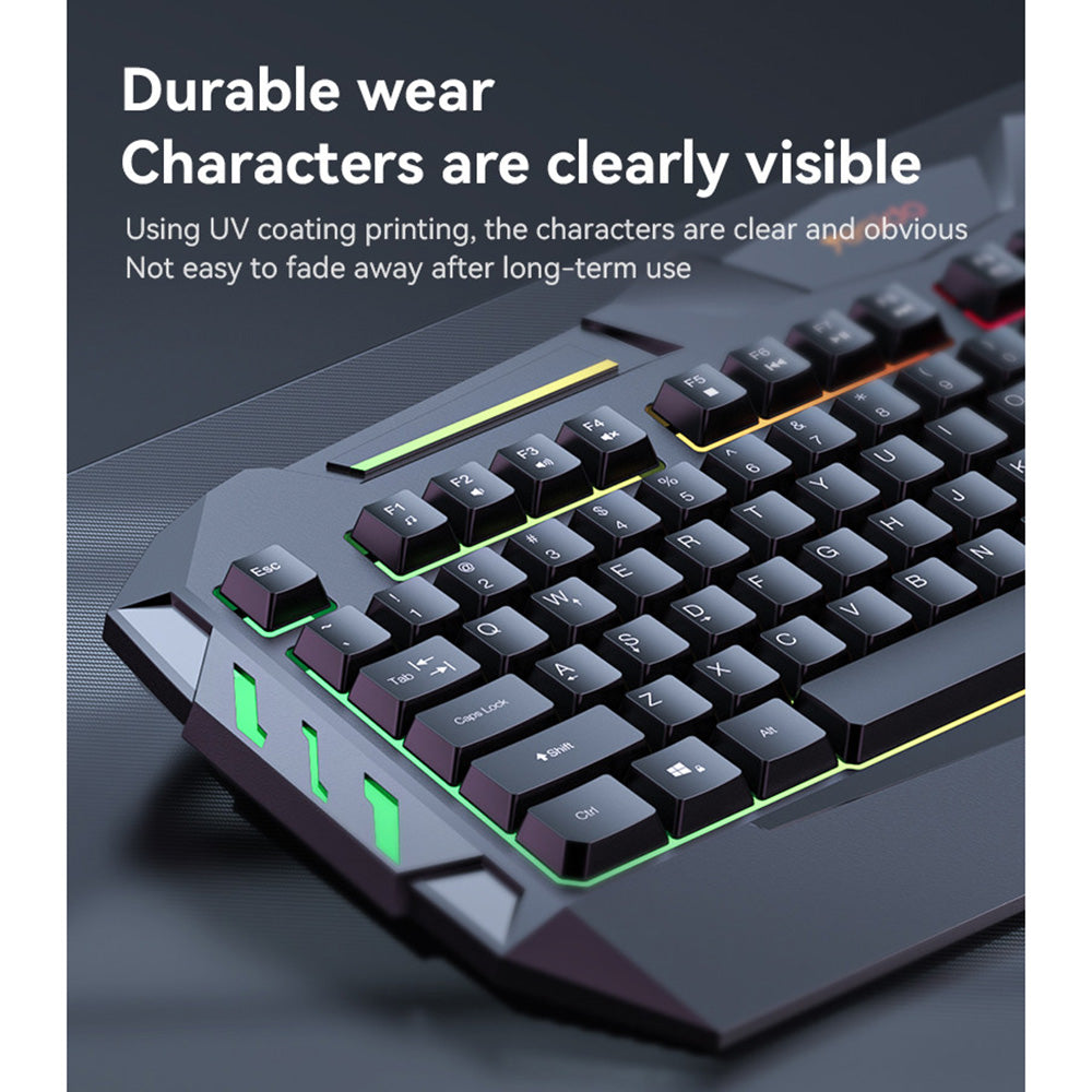 Langallinen pelinäppäimistö USB Yesido KB21, RGB, 1,5 m, Musta