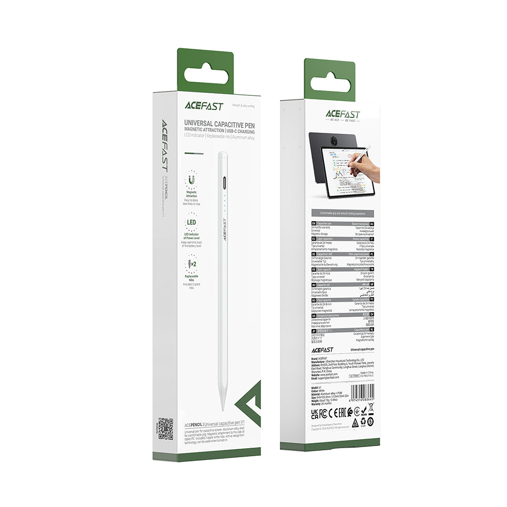 Touch Pen Acefast V1, Aktiivinen Versio, Valkoinen
