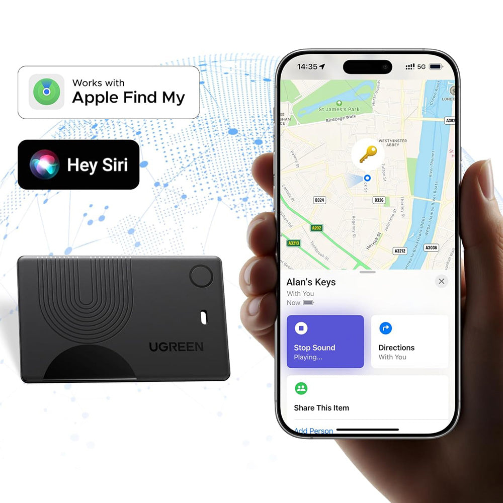 UGREEN SmartTag Smart Finder Slim 2 CM920 (75120A) iOS-sarjaan, 2 kappaleen setti, musta