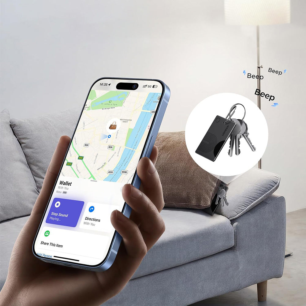 UGREEN SmartTag Smart Finder Slim 2 CM920 (75120A) iOS-sarjaan, 2 kappaleen setti, musta