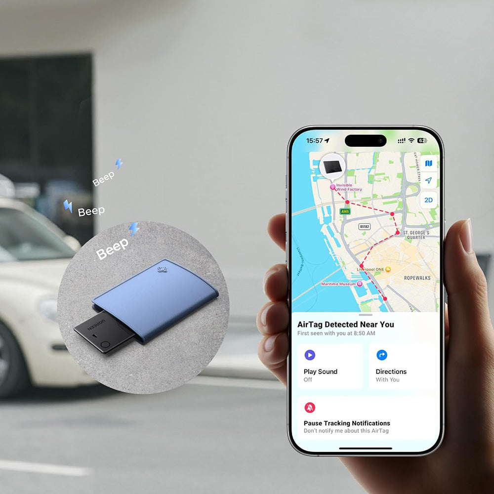 UGREEN SmartTag Smart Finder Slim 2 CM920 (75120A) iOS-sarjaan, 2 kappaleen setti, musta
