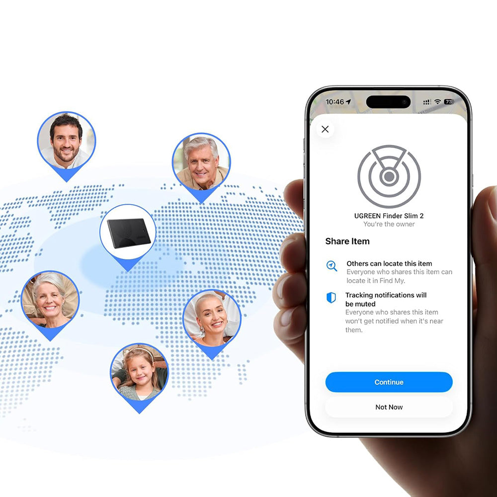 UGREEN SmartTag Smart Finder Slim 2 CM920 (75120A) iOS-sarjaan, 2 kappaleen setti, musta
