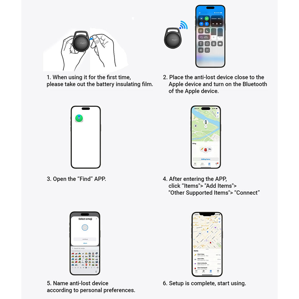 Acefast SmartTag S2 for iOS Series, Black