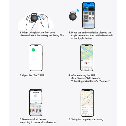Acefast SmartTag S2 iOS-sarjalle, 4 kappaleen setti, Musta