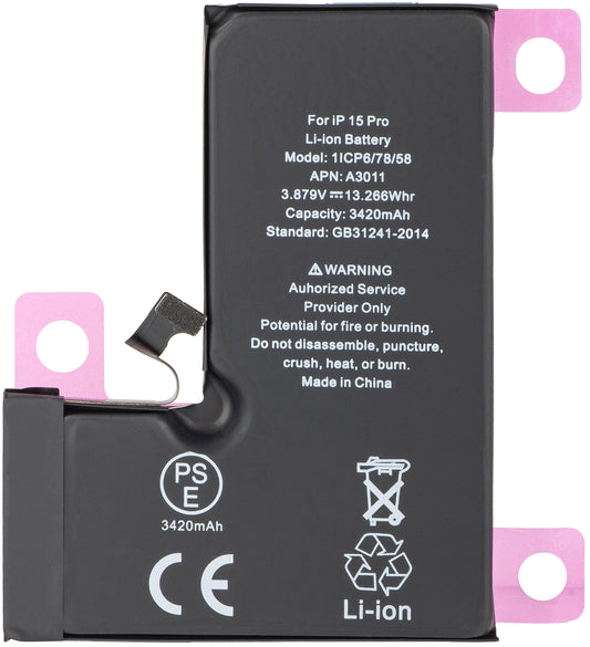 Apple iPhone 15 Pro -akku, Diagnostic High Capacity