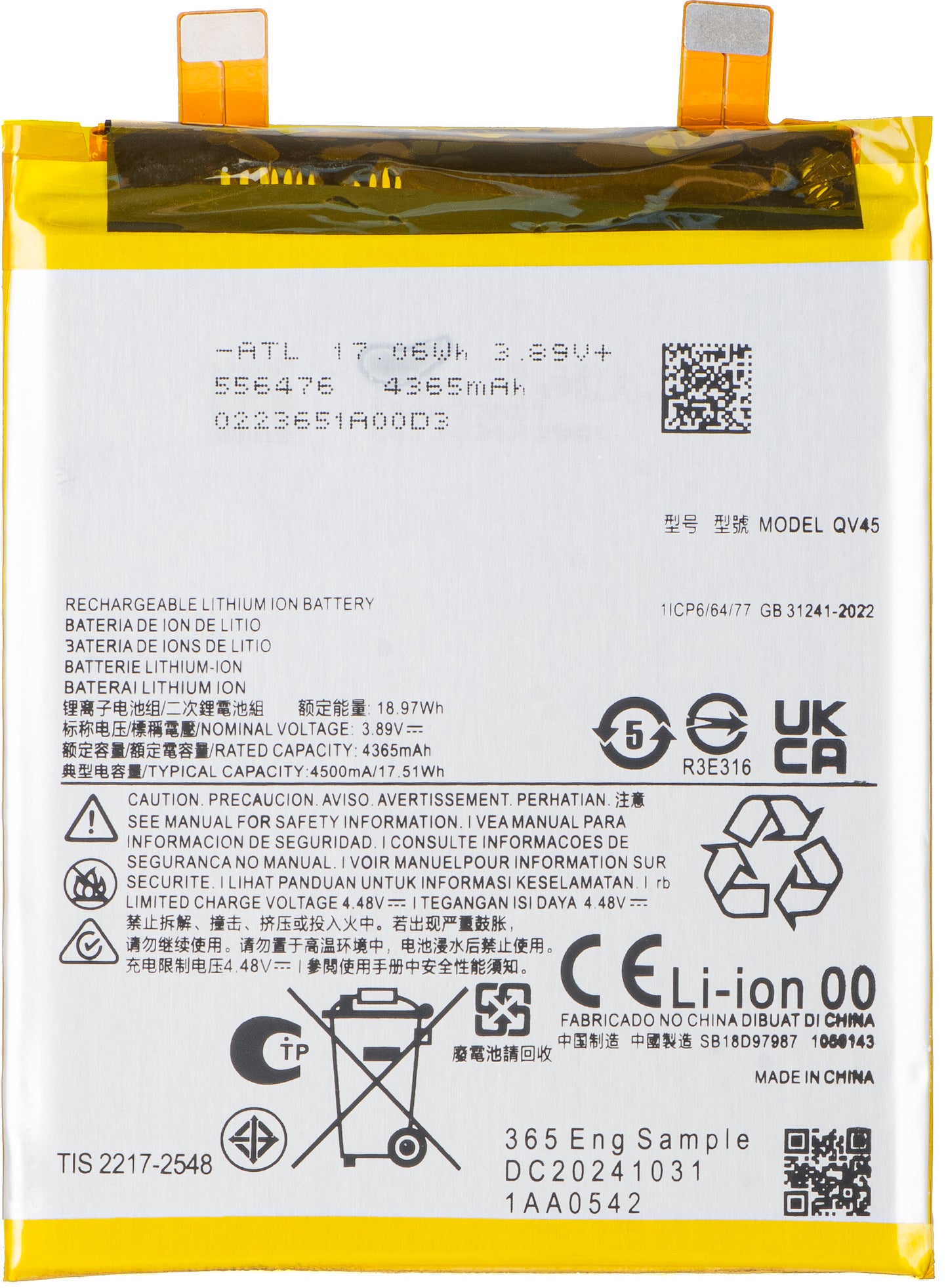 Akku Motorola Edge 50 Ultra, QV45 varten