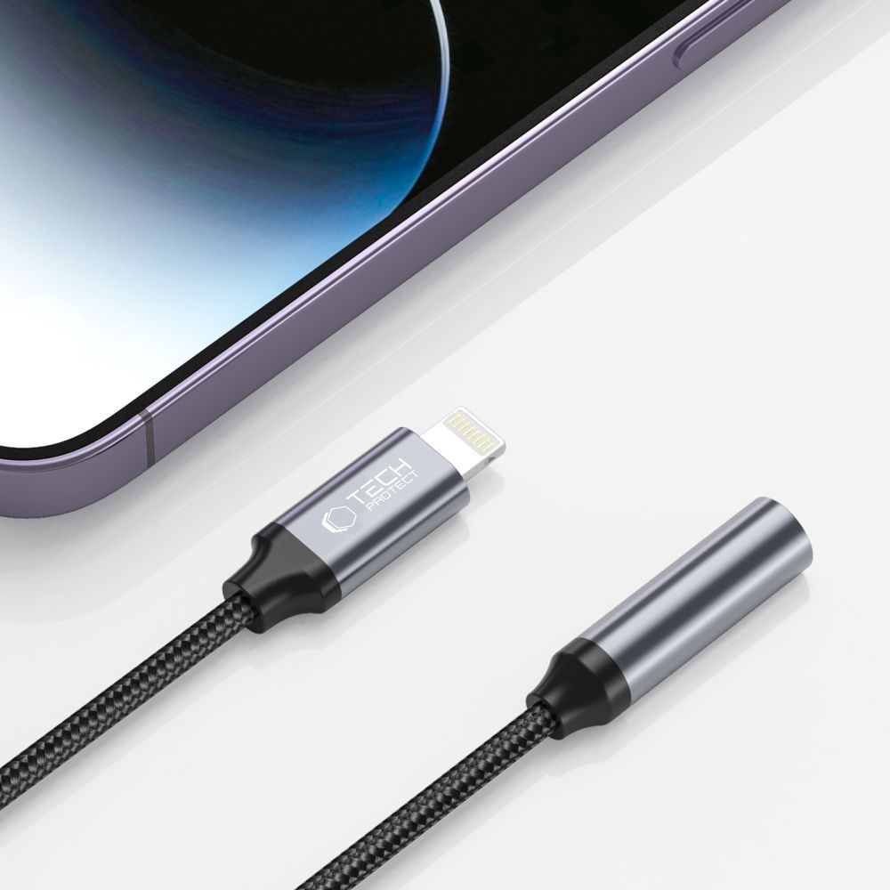 Audioadapteri Lightning - 3.5mm Tech-Protect Ultraboost, Musta