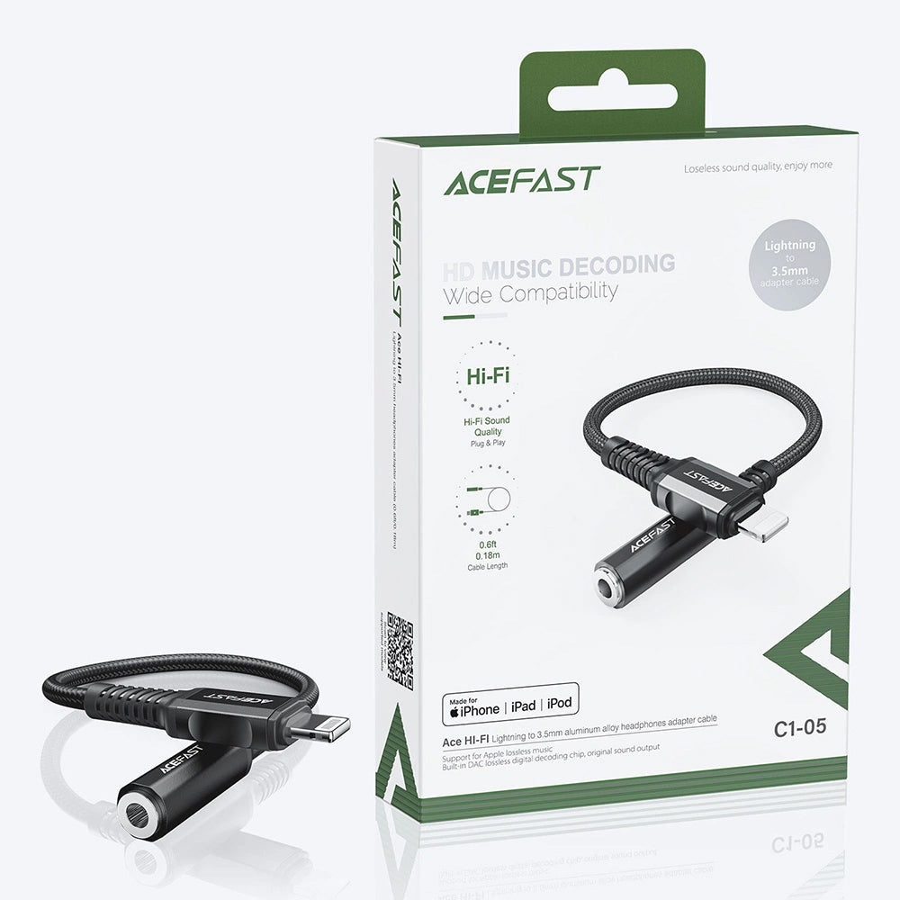 Lightning Audio Adapter - 3.5mm Acefast C1-05, Black