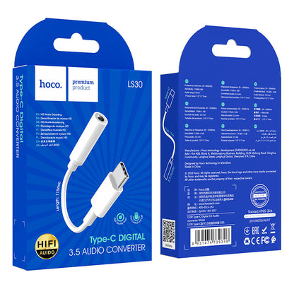USB-C - 3,5 mm äänisovitin HOCO LS30, valkoinen