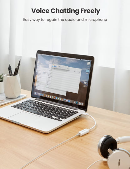 UGREEN US206 Audioadapteri, USB-A - 3,5 mm, Valkoinen