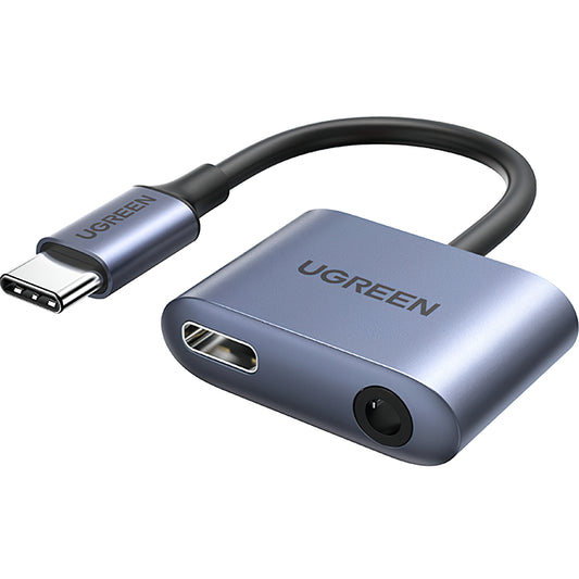 USB-C - 3,5 mm / USB-C UGREEN CM231 -audioadapteri, Harmaa