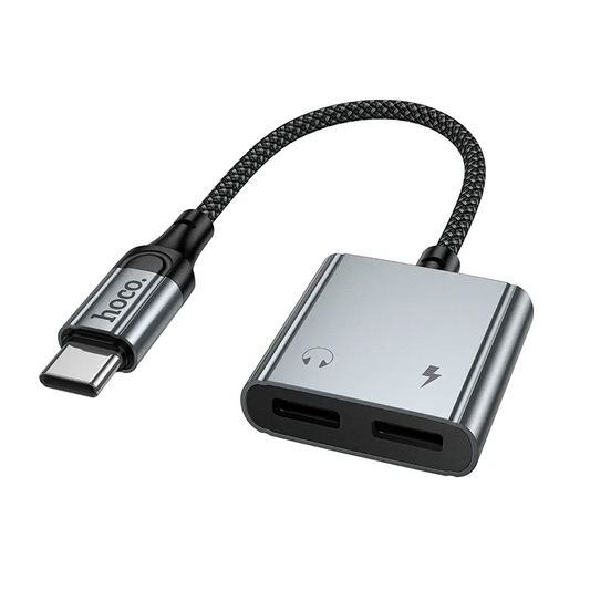 USB-C - USB-C / USB-C HOCO UPA34A äänisovitin, harmaa