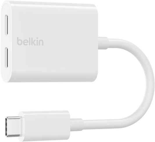 USB-C - USB-C / USB-C äänisovitin Belkin RockStar, valkoinen F7U081btWH