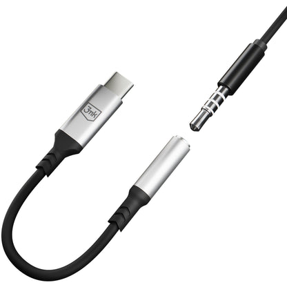 USB-C - 3,5 mm 3MK äänisovitin, hopea