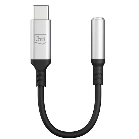 USB-C - 3,5 mm 3MK äänisovitin, hopea