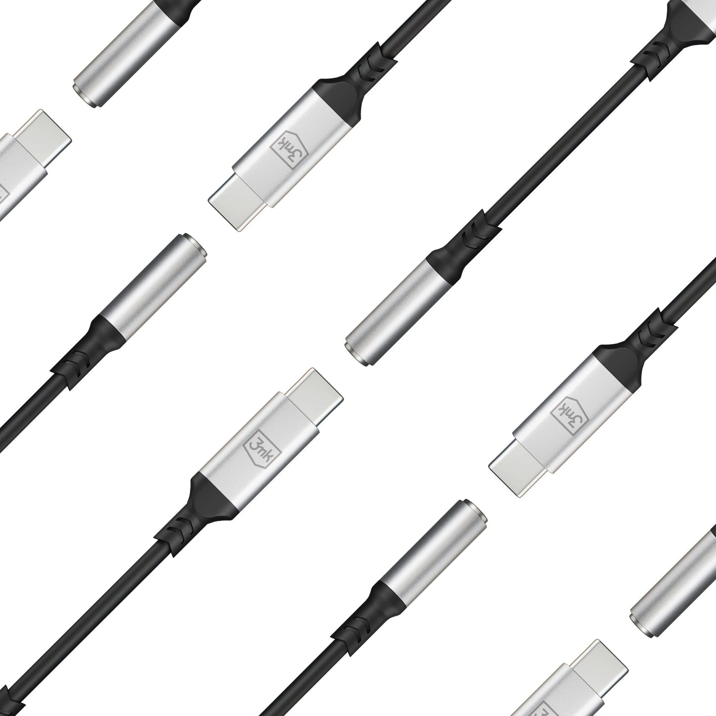 USB-C - 3,5 mm 3MK äänisovitin, hopea