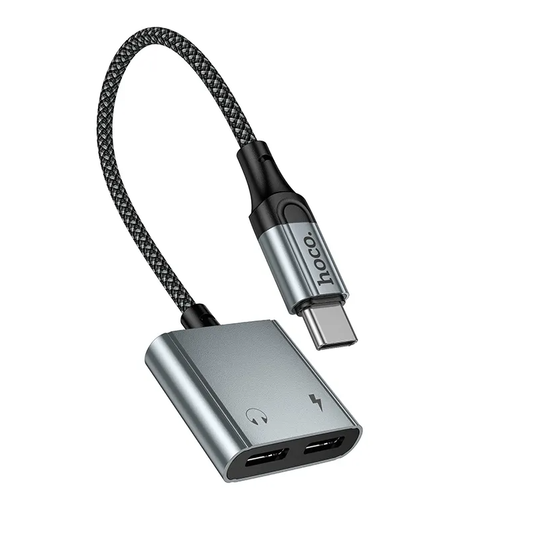 USB-C - USB-C / USB-C HOCO UPA34A äänisovitin, harmaa