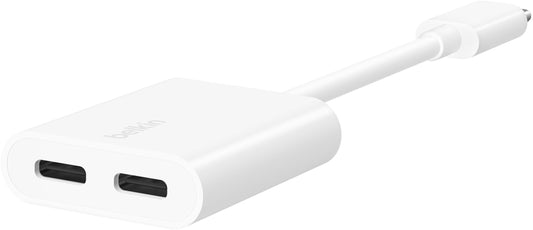 USB-C - USB-C / USB-C äänisovitin Belkin RockStar, valkoinen F7U081btWH