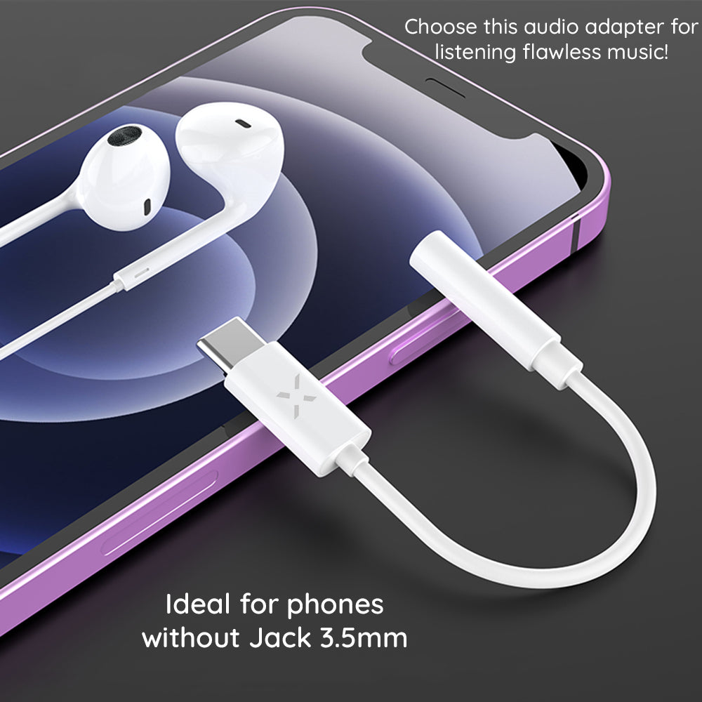 Audioadapteri USB-C - 3.5mm Fixed, Valkoinen