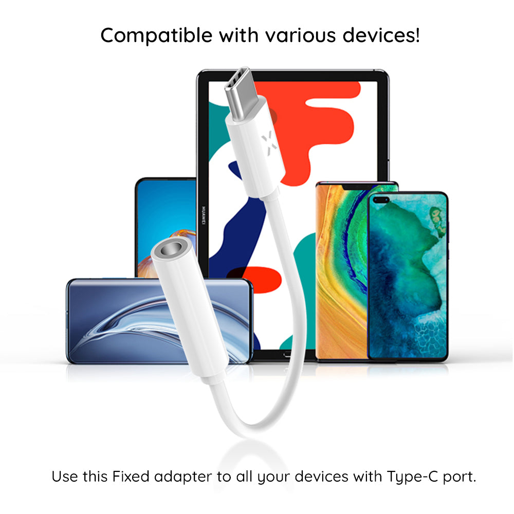 Audioadapteri USB-C - 3.5mm Fixed, Valkoinen