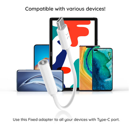 Audioadapteri USB-C - 3.5mm Fixed, Valkoinen