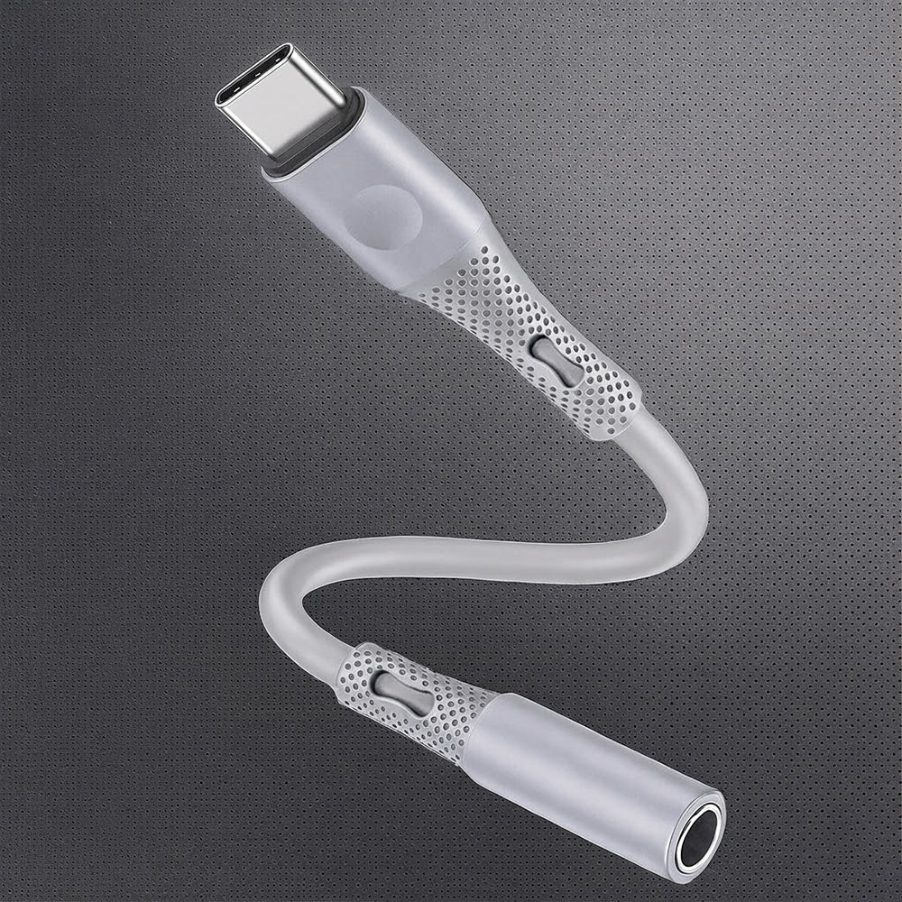 USB-C - 3.5mm Techsuit AC1 SoundFlex -äänisovitin, Harmaa