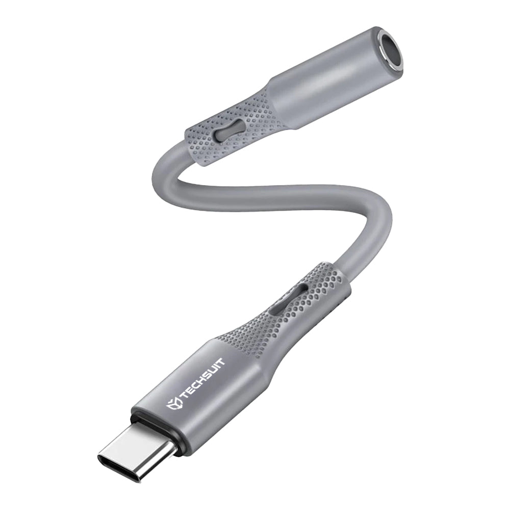 USB-C - 3.5mm Techsuit AC1 SoundFlex -äänisovitin, Harmaa