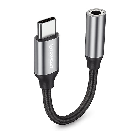 Audioadapteri USB-C - 3.5mm Techsuit AC12 FuseXound, Harmaa, 2 kappaleen setti