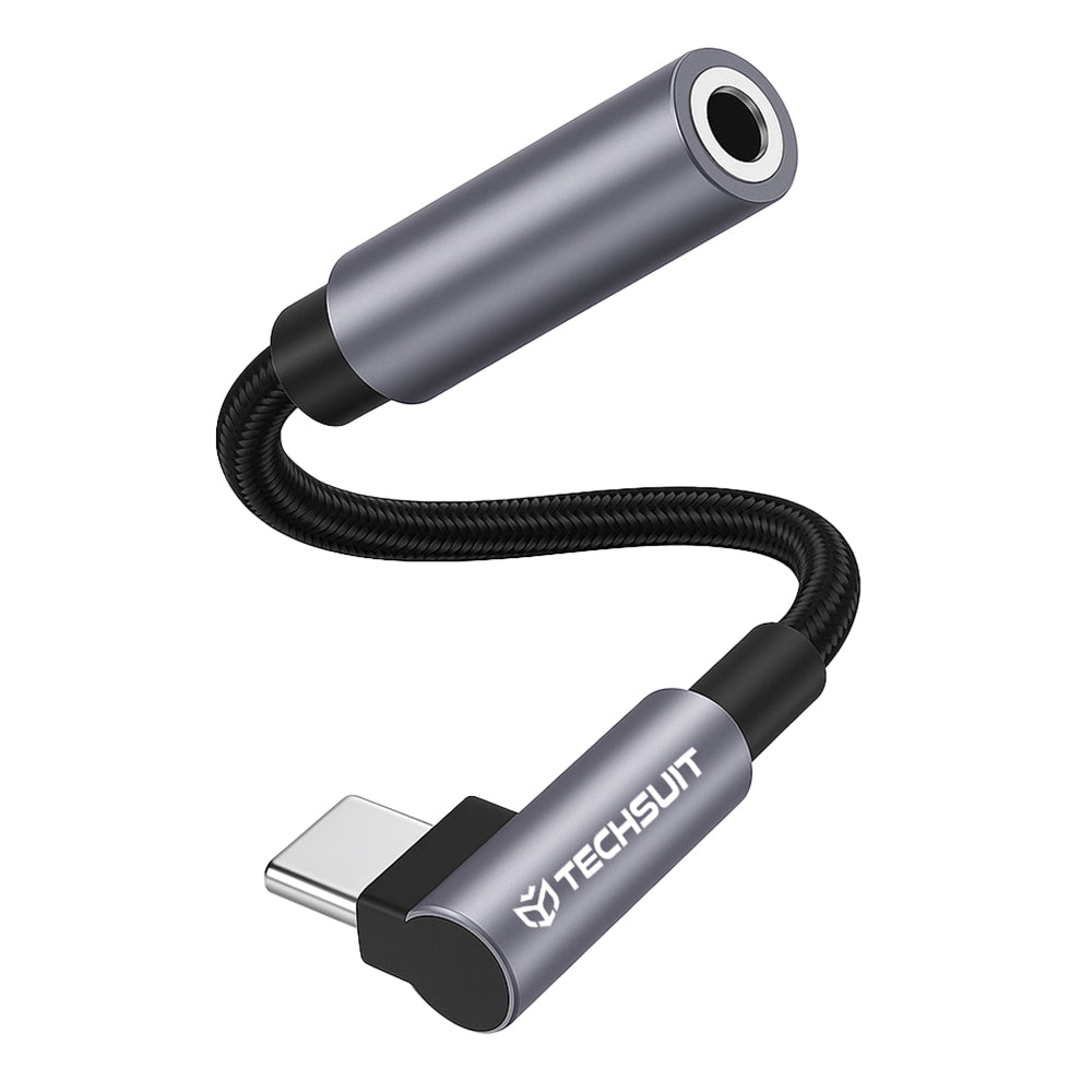 USB-C - 3.5mm Techsuit AC7 MusicDox -äänisovitin, harmaa