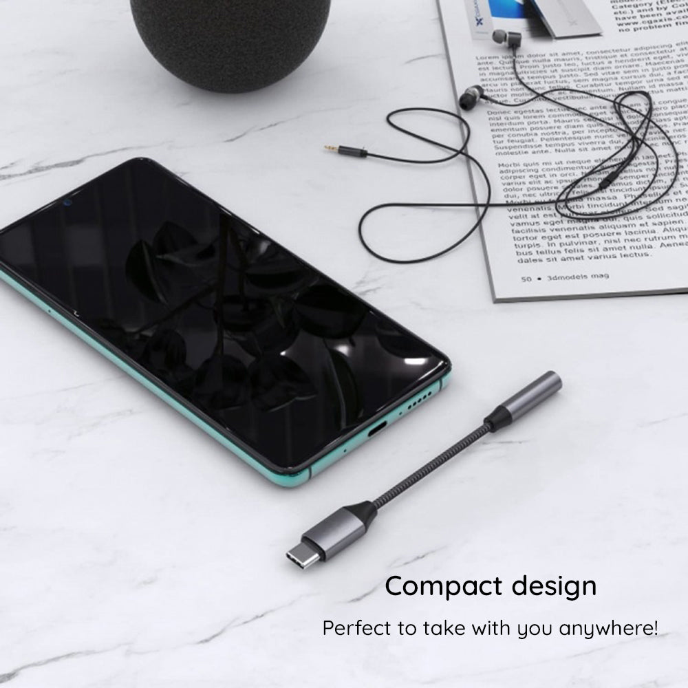 USB-C - 3.5mm Techsuit AC8 MusicDox -äänisovitin, harmaa