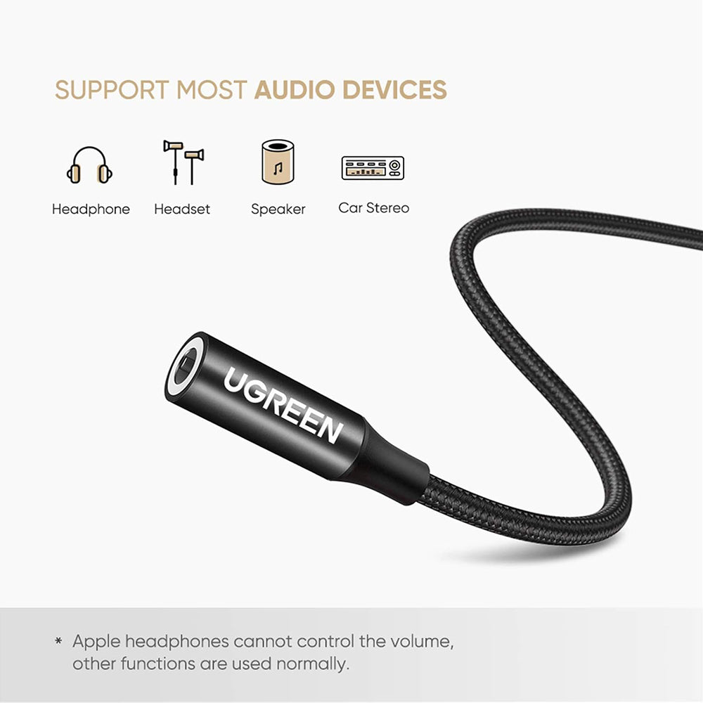 Audioadapteri USB-C - 3.5mm UGREEN AV142, Musta