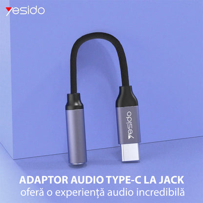 Audioadapteri USB-C - 3.5mm Yesido YAU19, Musta