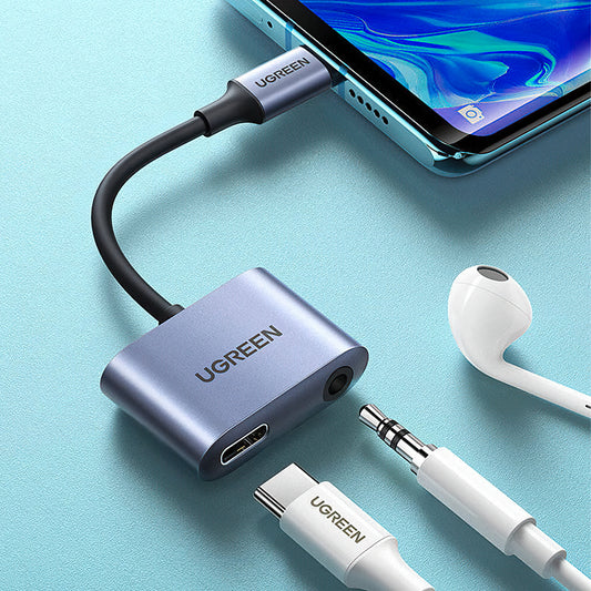 USB-C - 3,5 mm / USB-C UGREEN CM231 -audioadapteri, Harmaa