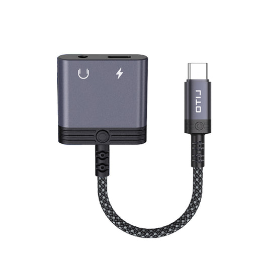 USB-C - USB-C / 3.5mm Lito LA04T -äänisovitin, Musta