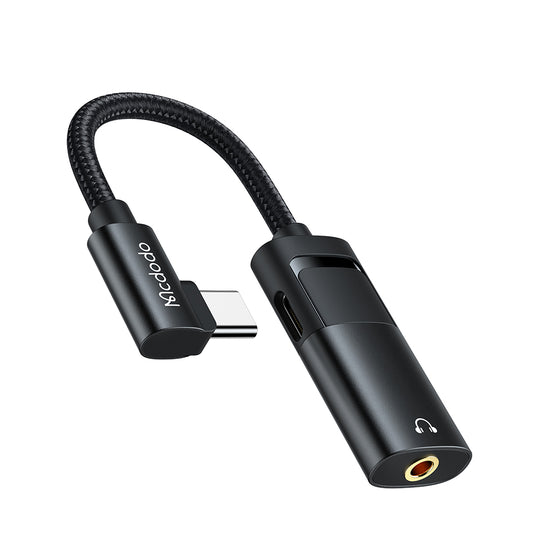 USB-C - USB-C / 3,5 mm McDodo CA-1880 -äänisovitin, Musta