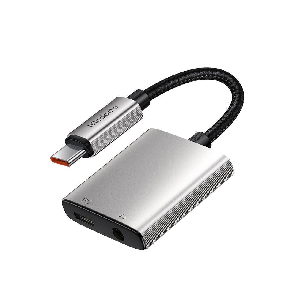 USB-C - USB-C / 3.5mm McDodo CA-5050 Wales -audioadapteri, Harmaa