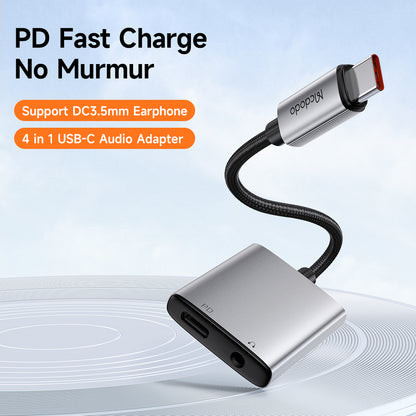 USB-C - USB-C / 3.5mm McDodo CA-5050 Wales -audioadapteri, Harmaa