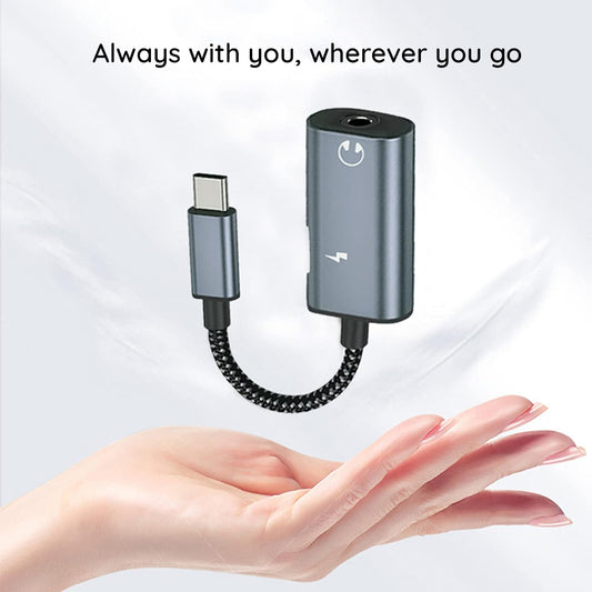 USB-C - USB-C / 3.5mm Techsuit AC22 AcustiCore -äänisovitin, Harmaa