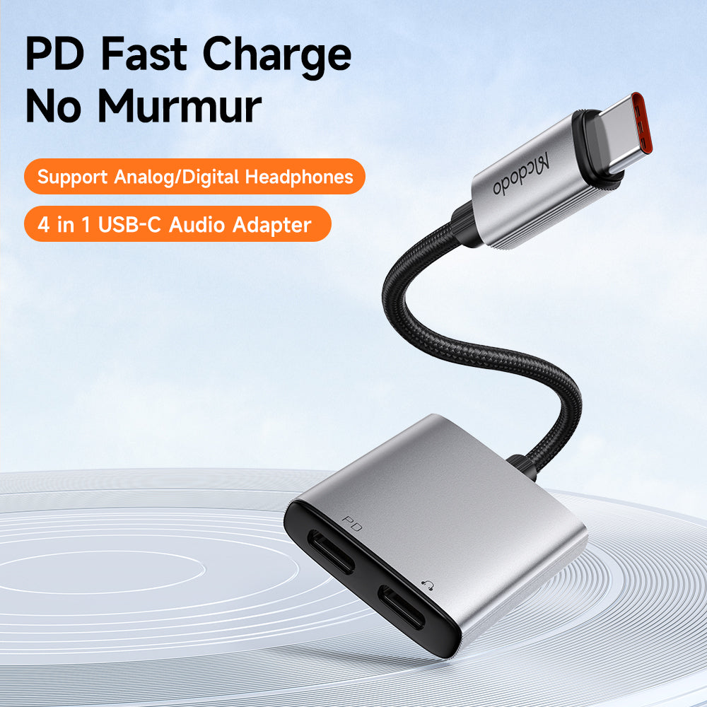 Audioadapteri USB-C - USB-C / USB-C McDodo CA-5570 Wales, Harmaa