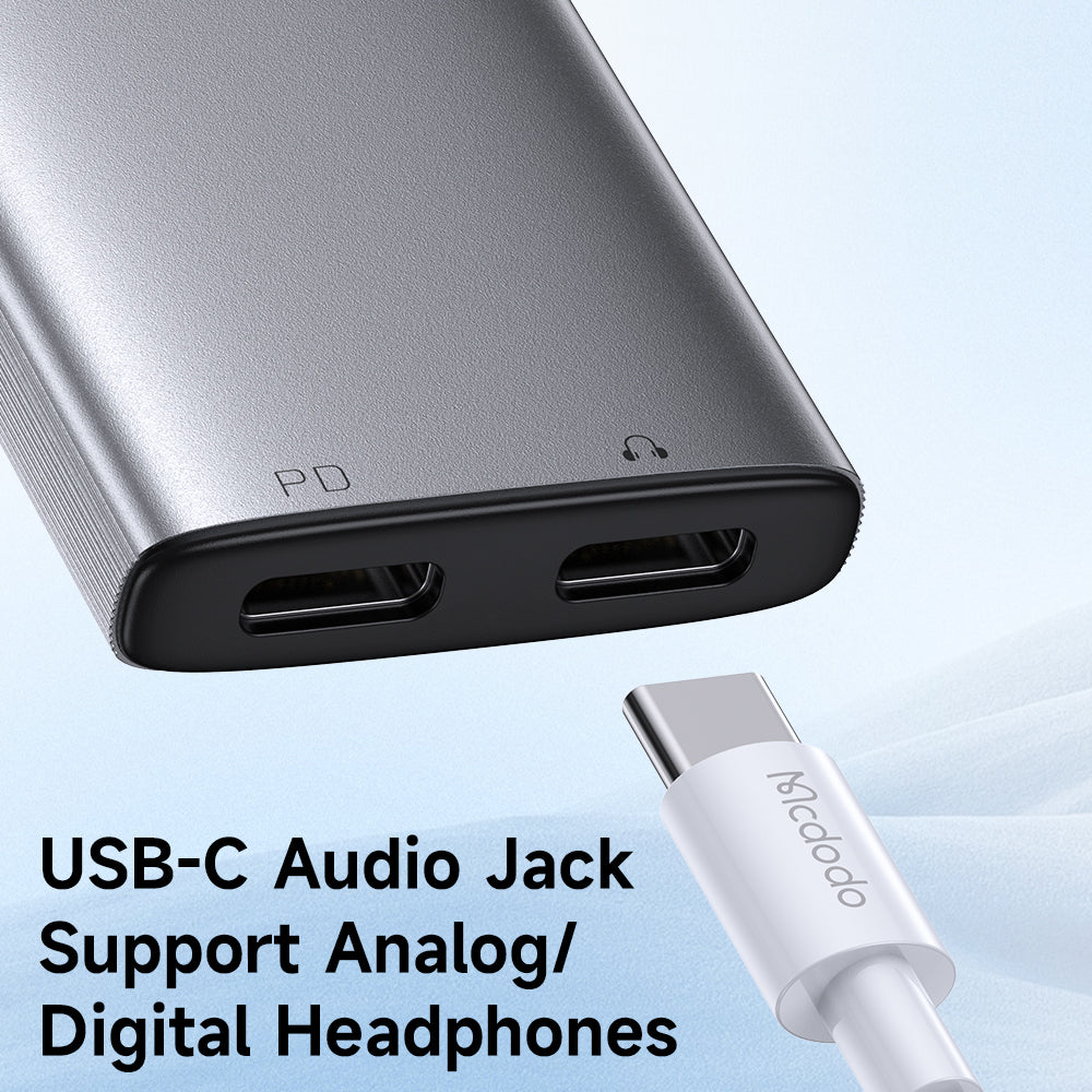 Audioadapteri USB-C - USB-C / USB-C McDodo CA-5570 Wales, Harmaa