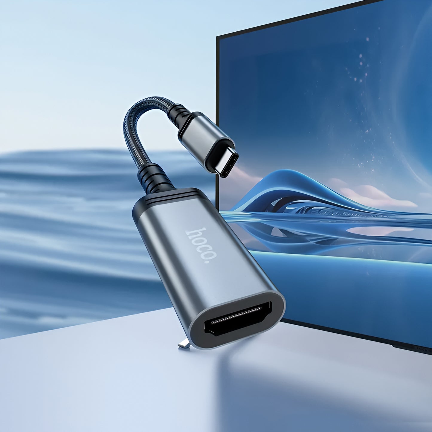 Audio- ja videomuunnin USB-C - HDMI HOCO UA43A, Harmaa
