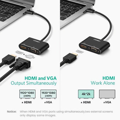 Videoadapteri UGREEN CM449, USB-A - HDMI / VGA, Harmaa