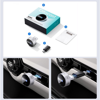 Langaton Carplay / Android Auto -sovitin Ottocast Mini Slim Tube Apple iPhone / Android -sarjalle CP88-T4