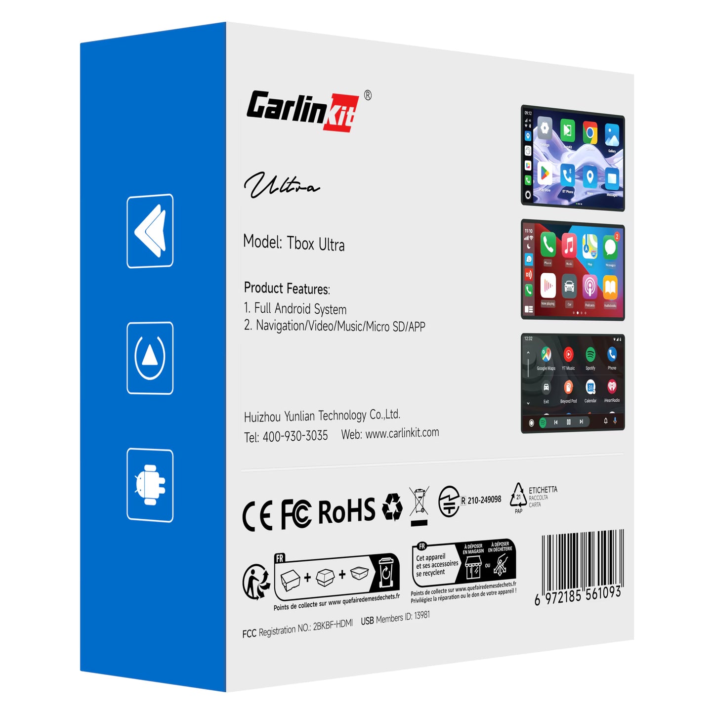 Carplay / Android Auto langaton Carlinkit TBox Ultra 2 -sovitin Apple iPhone / Android -sarjalle, 8GB RAM / 128GB, 5G