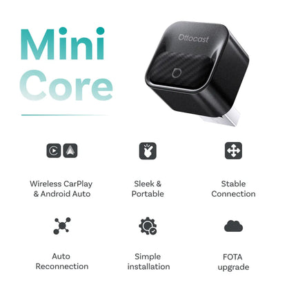 Langaton Carplay / Android Auto -sovitin Ottocast Mini Pico Style B Apple iPhone / Android -sarjalle CA525-T3