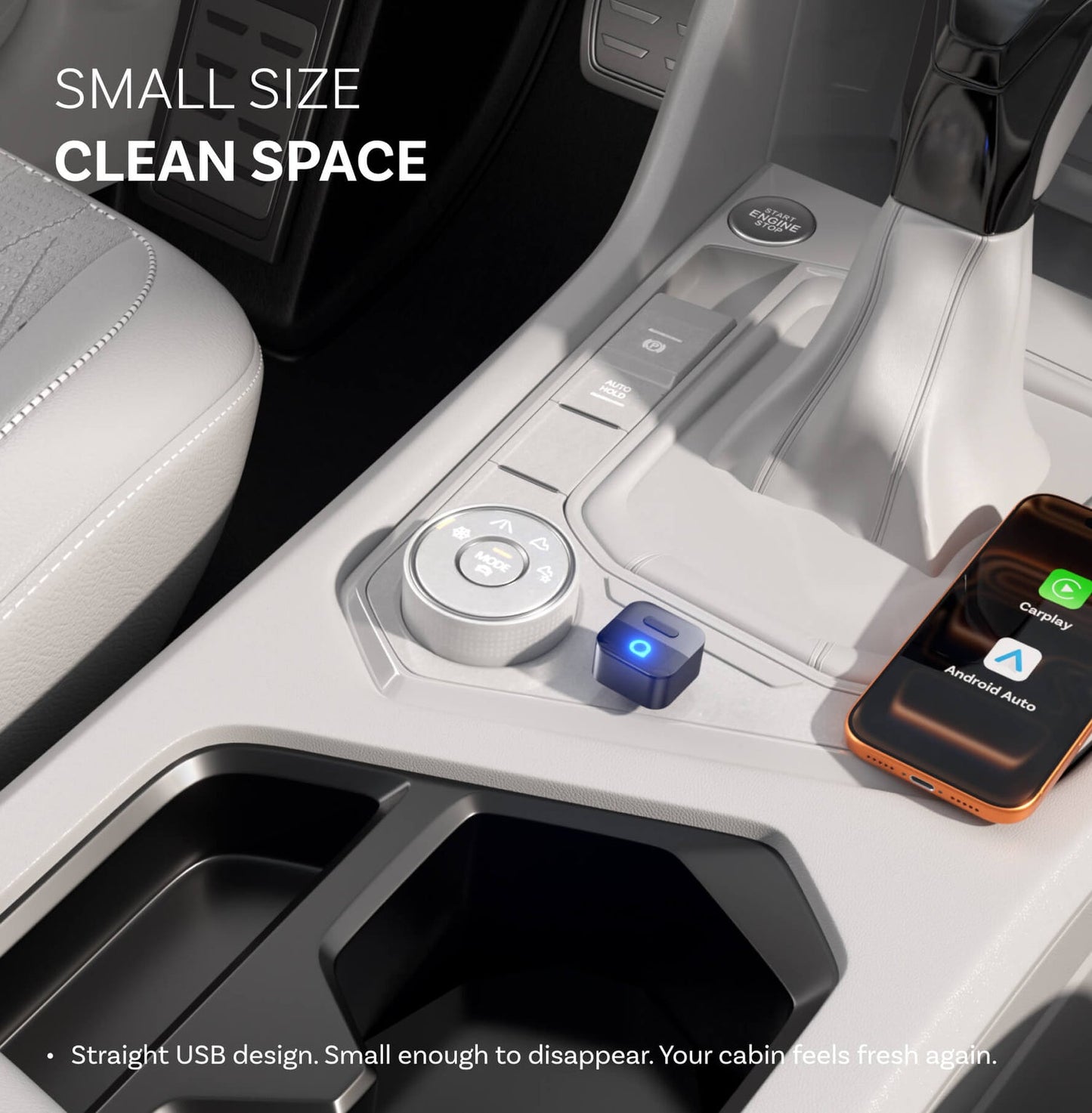 Langaton Carplay / Android Auto -sovitin Ottocast Mini Pico Style B Apple iPhone / Android -sarjalle CA525-T3